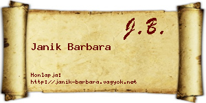Janik Barbara névjegykártya